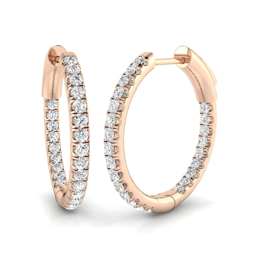 0.50 Carat Natural/Lab-Grown Round Cut Diamond Hoop Earring in Gold - UK Made