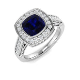 Diamond Bakibgktoke Blue Sapphire Ring | 2.25ct