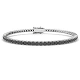 Round Cut Natural Black Diamond Tennis Bracelet in 9K Yellow Gold with Secure Box Clasp