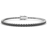Round Cut Natural Black Diamond Tennis Bracelet in 9K Yellow Gold with Secure Box Clasp