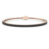 Round Cut Natural Black Diamond Tennis Bracelet in 9K Yellow Gold with Secure Box Clasp