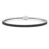 Round Cut Natural Black Diamond Tennis Bracelet in 9K Yellow Gold with Secure Box Clasp
