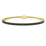 Round Cut Natural Black Diamond Tennis Bracelet in 9K Yellow Gold with Secure Box Clasp