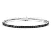 Round Cut Natural Black Diamond Tennis Bracelet in 9K Yellow Gold with Secure Box Clasp