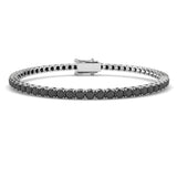 Round Cut Natural Black Diamond Tennis Bracelet in 9K Yellow Gold with Secure Box Clasp