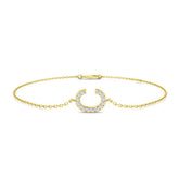 Lab Diamond Initial C Bracelet, 18K Yellow Gold Letter Bracelet, Round Cut Diamond Initial