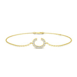 Lab Diamond Initial C Bracelet, 18K Yellow Gold Letter Bracelet, Round Cut Diamond Initial