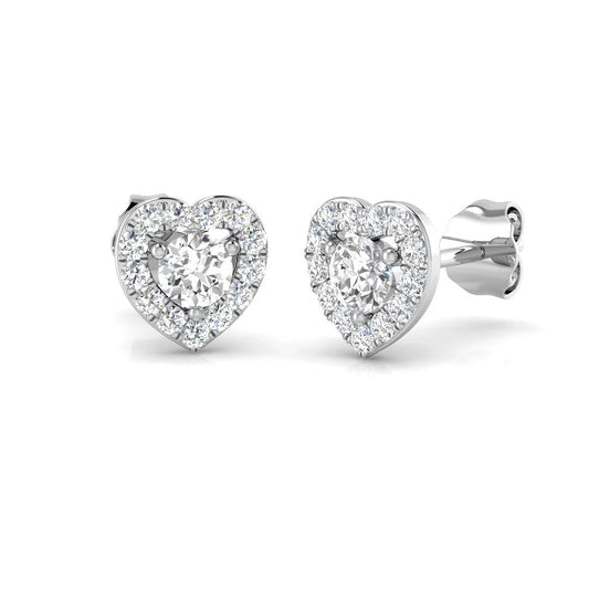 0.50 Ct DE/VVS Lab Grown Round Cut Diamond Halo Earring in 18K White Gold