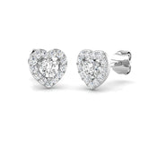 0.50 Ct DE/VVS Lab Grown Round Cut Diamond Halo Earring in 18K White Gold