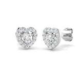 Diamond Stud Earrings - 0.50ct Heart Halo Lab Grown 18k