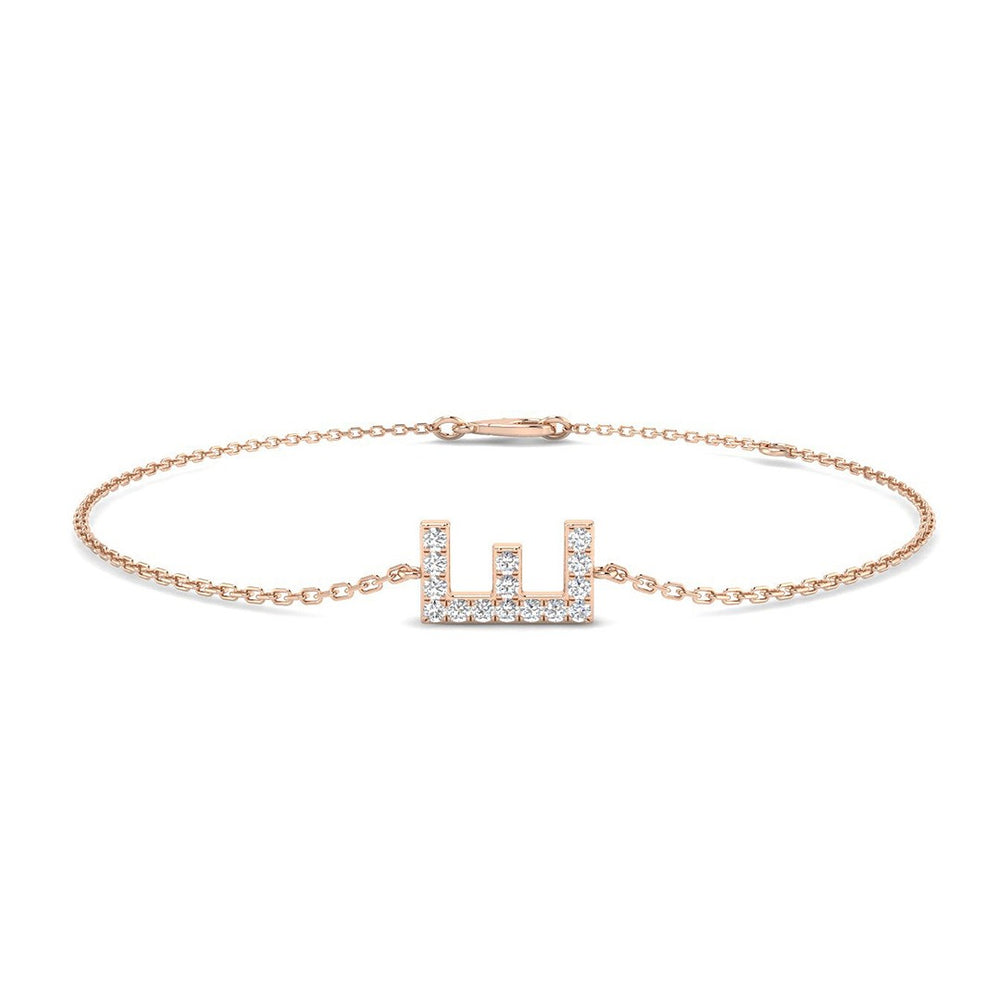 Elegant Letter E Bracelet, Fine White Gold Jewelry, Diamond Studded Initial