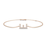 Elegant Letter E Bracelet, Fine White Gold Jewelry, Diamond Studded Initial