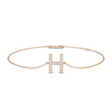Luxury Letter H Bracelet, Fine White Gold Diamond Bracelet, Elegant Diamond Initial Gift