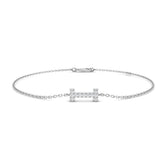 Diamond Initial I Bracelet, Platinum Letter I Jewelry, Natural Round Diamond Bracelet