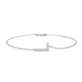 Luxury 18K Gold Letter L Bracelet, Gift For Her Diamond Initial Bracelet, Sparkling Round Cut Diamond Letter L
