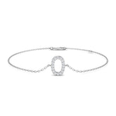 Lobster Claw Clasp Gold Diamond Bracelet, Womens 18K Gold Diamond Letter O Bracelet, Personalised Initial O Diamond Bracelet