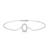 Lobster Claw Clasp Gold Diamond Bracelet, Womens 18K Gold Diamond Letter O Bracelet, Personalised Initial O Diamond Bracelet