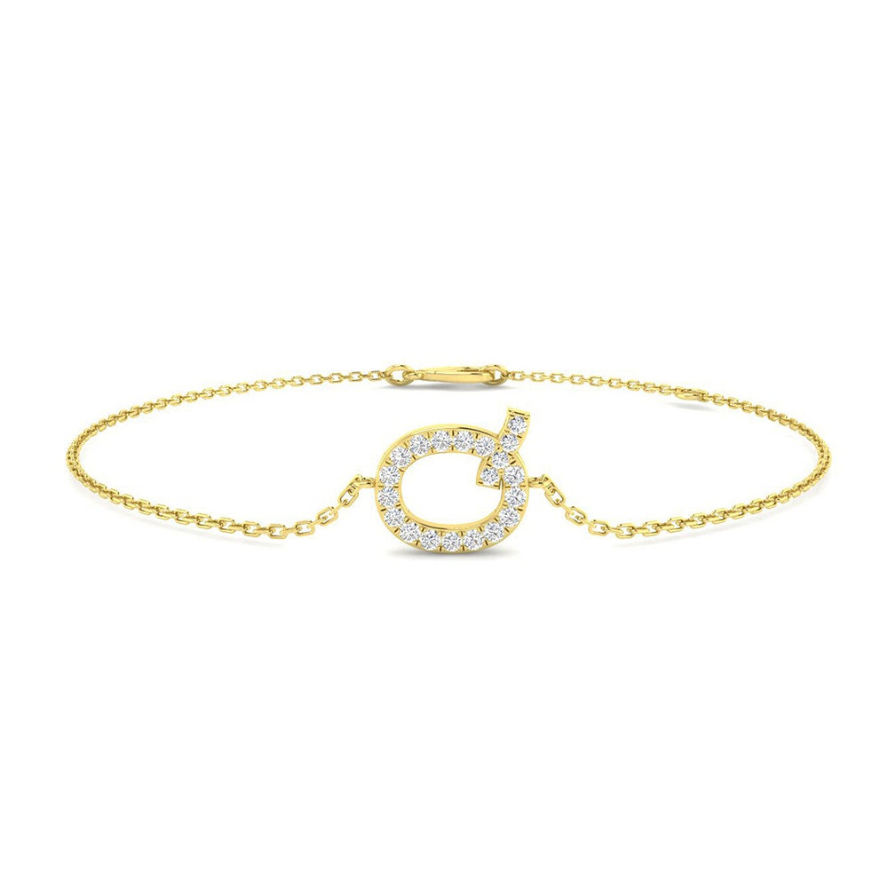 Pavé Set Diamond Letter Q Chain Bracelet in Platinum