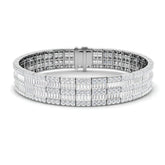 Natural Diamond Multi-Row Baguette & Round Diamond Tennis Bracelet in 18K White Gold