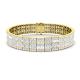 Natural Diamond Multi-Row Baguette & Round Diamond Tennis Bracelet in 18K White Gold