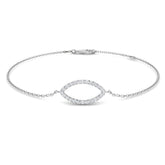 18K White Gold Natural Diamond Evil Eye Bracelet, Elegant Evil Eye Bracelet with Lobster Clasp