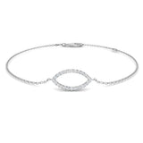 18K White Gold Natural Diamond Evil Eye Bracelet, Elegant Evil Eye Bracelet with Lobster Clasp
