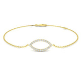 Pave Set Diamond Evil Eye Chain Bracelet, Luxury White Gold Diamond Evil Eye Jewellery