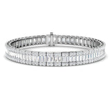 Luxury Natural or Lab Grown Baguette & Round Diamond Tennis Bracelet in 9K White Gold