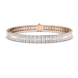 Luxury Natural or Lab Grown Baguette & Round Diamond Tennis Bracelet in 9K White Gold