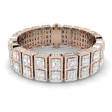 Art Deco–Inspired 15.40Ct Baguette & Round Diamond Tennis Bracelet in Gold or Platinum