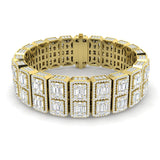 Art Deco–Inspired 15.40Ct Baguette & Round Diamond Tennis Bracelet in Gold or Platinum