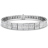 Baguette & Brilliant Channel Prong Set Diamond Bracelet in Platinum | Natural or Lab Grown