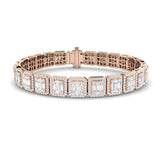 Emerald Style Baguette & Round Cut Natural Diamond Bracelet in Gold & Platinum | Pave Set