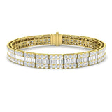 Luxury Natural or Lab Grown Baguette & Round Diamond Tennis Bracelet in 9K White Gold