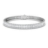 Luxury Natural or Lab Grown Baguette & Round Diamond Tennis Bracelet in 9K White Gold