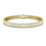 Luxury Natural or Lab Grown Baguette & Round Diamond Tennis Bracelet in 9K White Gold