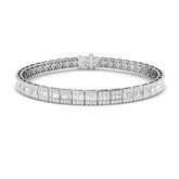 Luxury Natural or Lab Grown Baguette & Round Diamond Tennis Bracelet in 9K White Gold