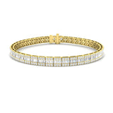 Luxury Natural or Lab Grown Baguette & Round Diamond Tennis Bracelet in 9K White Gold