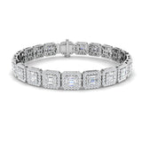 Elegant Emerald Style Baguette & Round Cut Lab Grown Diamond Bracelet in Gold or Platinum