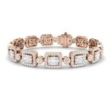 Emerald Style Round & Baguette Cut Lab Grown Diamond Bracelet in Gold | Pave & Bezel Set