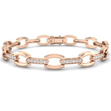 Clover Diamant-Kettenarmband mit Lünetten- und Pavé-Fassung aus Naturdiamanten in Platin