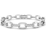 Clover Diamant-Kettenarmband mit Lünetten- und Pavé-Fassung aus Naturdiamanten in Platin