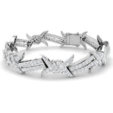 Clover Diamant-Kettenarmband mit Lünetten- und Pavé-Fassung aus Naturdiamanten in Platin