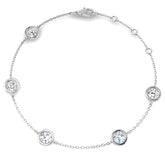 Lab Grown Diamond Bracelet, Platinum Diamond Bracelet, Diamond Station Bracelet, Round Diamond Bracelet