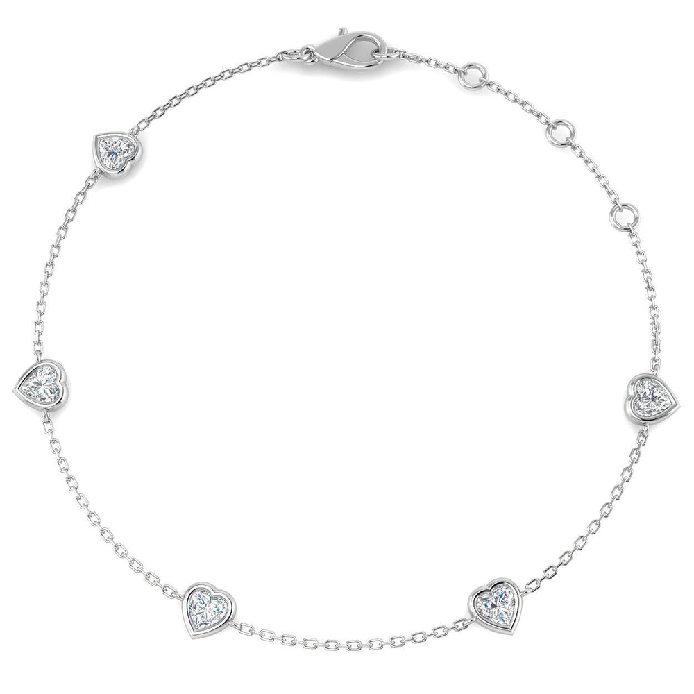 Heart Cut Diamond Bracelet, Natural Diamond Bracelet, Platinum Diamond Bracelet, Diamond Station Bracelet