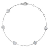 Heart Cut Diamond Bracelet, Natural Diamond Bracelet, Platinum Diamond Bracelet, Diamond Station Bracelet