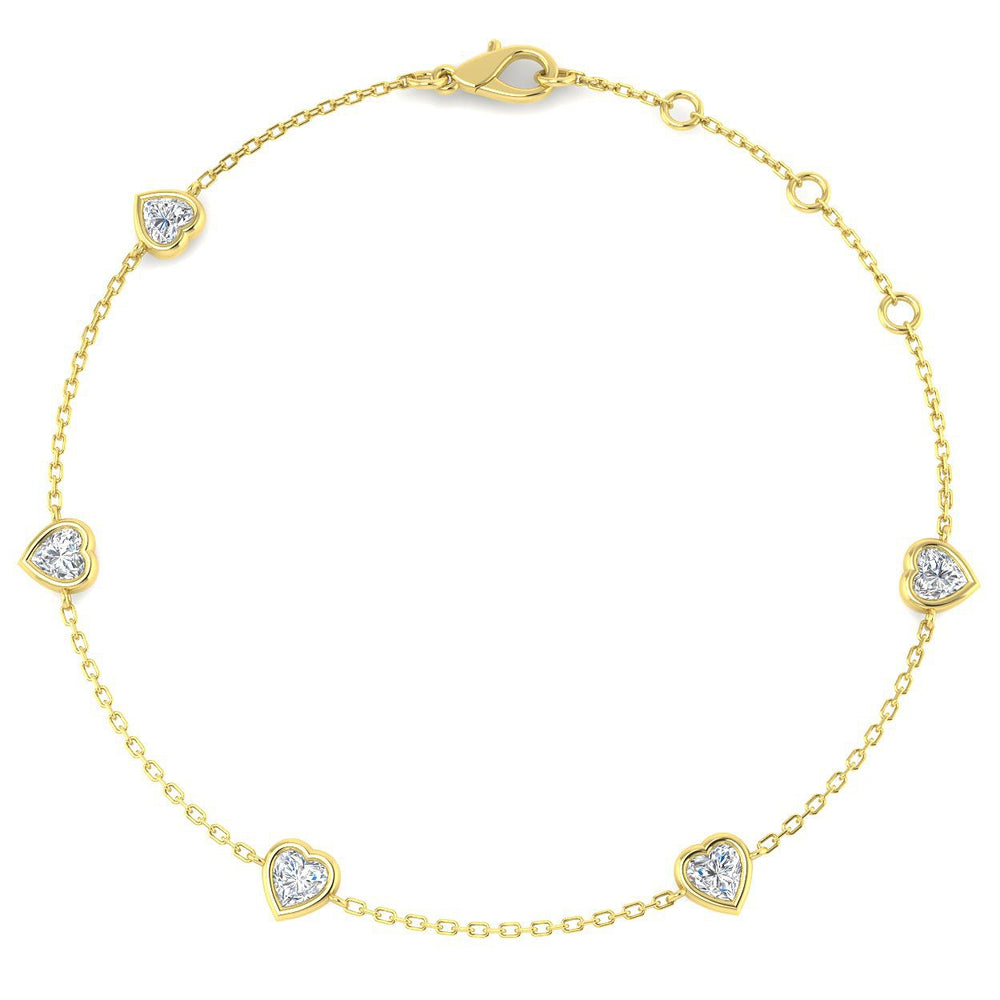 Bezel Set Diamond Bracelet, Five Stone Bracelet, Delicate Diamond Bracelet, Minimalist Diamond Jewelry
