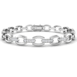 Clover Diamant-Kettenarmband mit Lünetten- und Pavé-Fassung aus Naturdiamanten in Platin