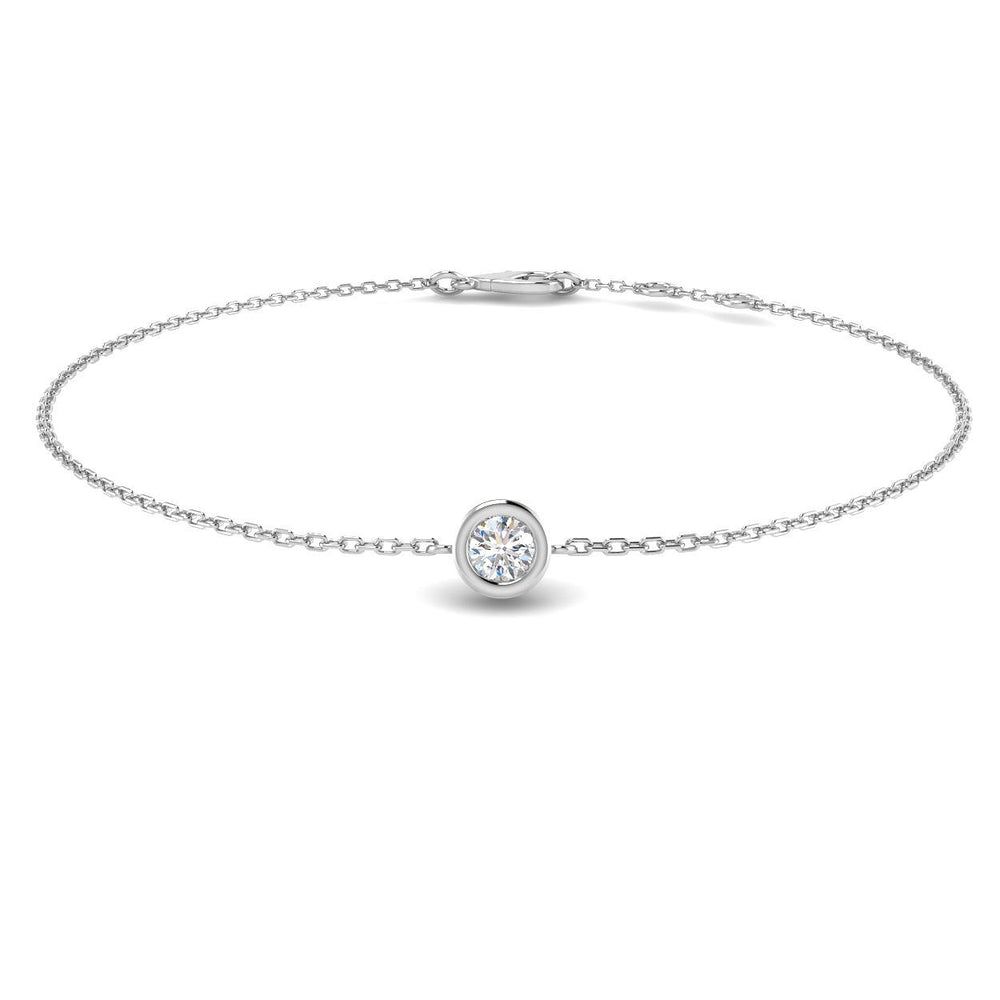 9K Yellow Gold Bracelet, Round Cut Diamond, Gold Chain Bracelet, Minimalist Diamond Bracelet