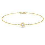 Natural Diamond Bracelet, Solitaire Diamond Bracelet, Bezel Set Diamond